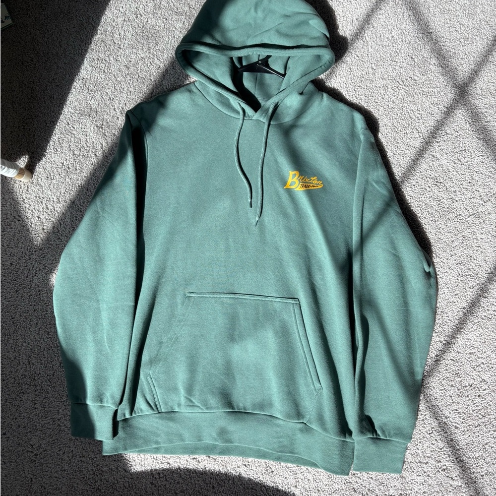 Brixton Teal Hoodie with Yellow Logo